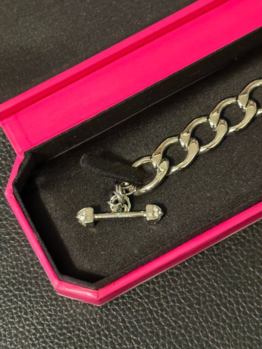 Juicy Couture Silver-Tone Pavé Crystal Toggle Link Bracelet - Picture 6 of 8